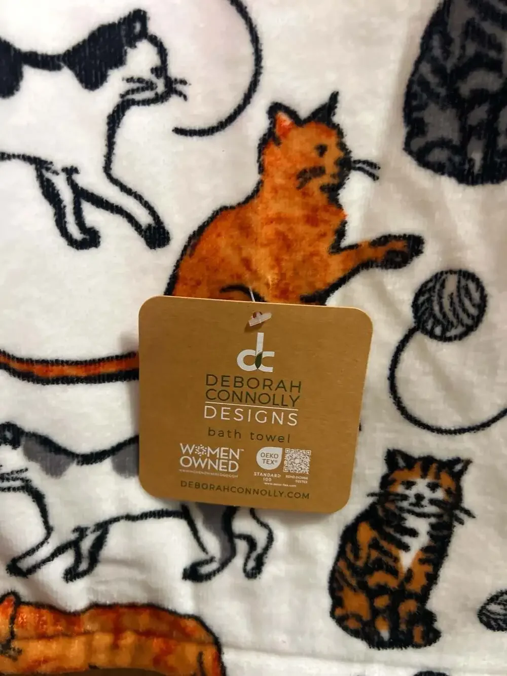 Deborah Connolly Designs Cat Pattern Bath Towel